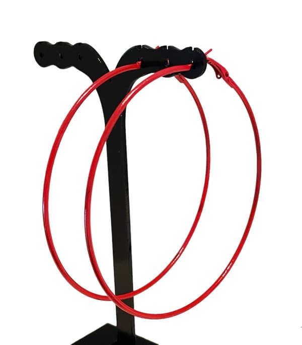 Röda Stora Blanka Tunna Runda Hoop Örhängen - 8 cm - Röd