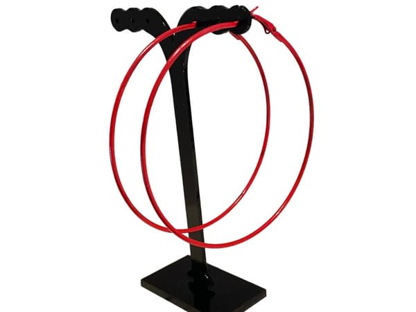 Röda Stora Blanka Tunna Runda Hoop Örhängen - 8 cm - Röd