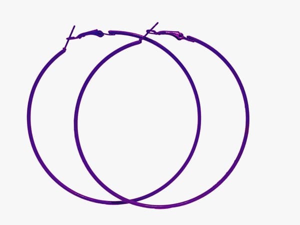 Lila Stora Blanka Tunna Runda Hoop Örhängen - 8 cm