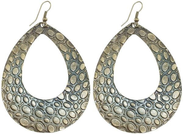 Bohemiska Ovala Retro Örhängen i Brons Färg med Boho Mönster
