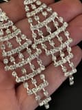 Miniatyrbild 3 av 8: Glittrande Silver Party Örhängen - Romber med Strass/Rhinestones