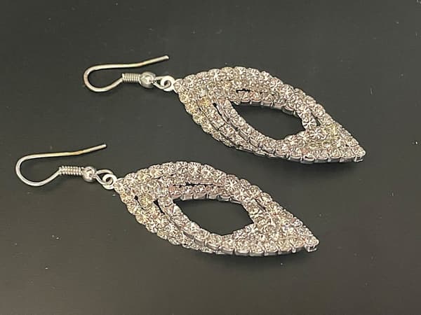 Glittrande Party Silver Örhängen med Vit Strass / Rhinestones