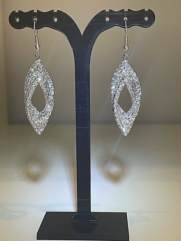 Glittrande Party Silver Örhängen med Vit Strass / Rhinestones