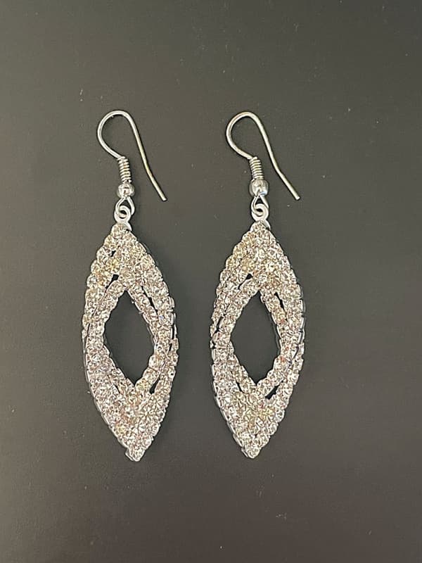 Glittrande Party Silver Örhängen med Vit Strass / Rhinestones