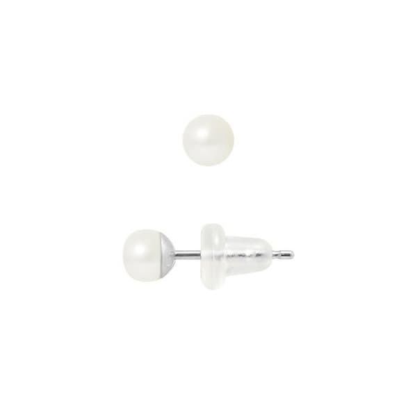 Örhängen - PERLINEA - Äkta sötvattenspärlor 4-5 mm - 9 Cts Vitguld - Silikonstift