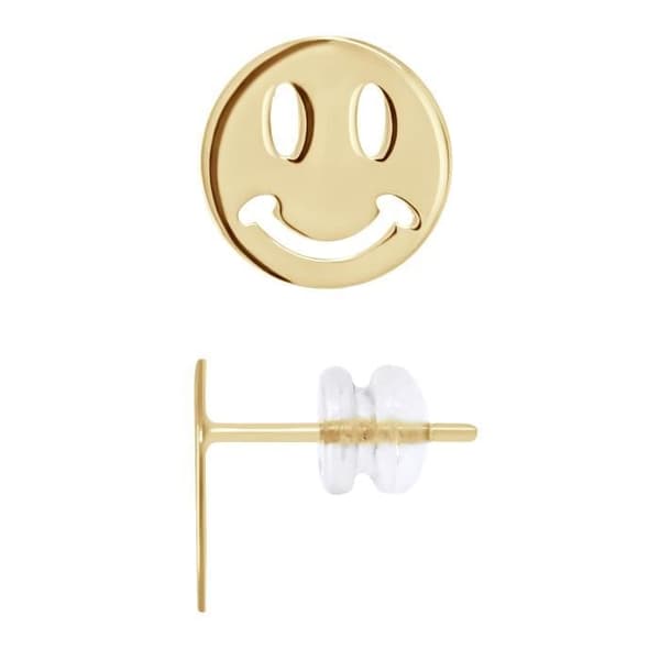 Örhängen - LÉA &amp; ARTHUR - SMILEY Mönster - 18K Guld - Silikon Backsystem - Barn