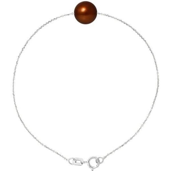 Armband - PERLINEA - Äkta odlad pärla 8-9 mm - Choklad - Silver 925 - Kvinna