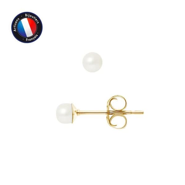 Örhängen - PERLINEA - Äkta odlade pärlor - 9 Cts Gult Guld - 3-4 mm - Dam