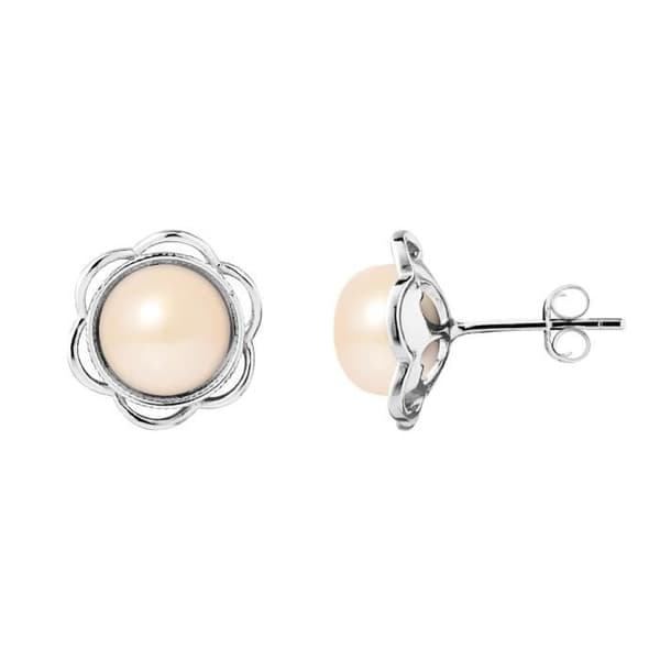 Örhängen - PERLINEA - Blomma - Rosa sötvattensodlade pärlor - 925 Silver - AAA+