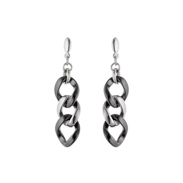 Örhängen - LOVA - Dangling - 3 Curb Links - Svart Keramik - Barnvagnssystem