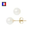 Miniatyrbild 1 av 4: Compagnie Générale des Perles - Äkta odlade pärlörhängen 7-8 mm 18 Cts Yellow Gold Security System - Damsmycken