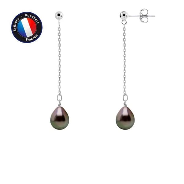 Dinglar örhängen - PERLINEA - 3 cm - Tahitipärlor 8-9 mm - 925 Silver - 2 års garanti