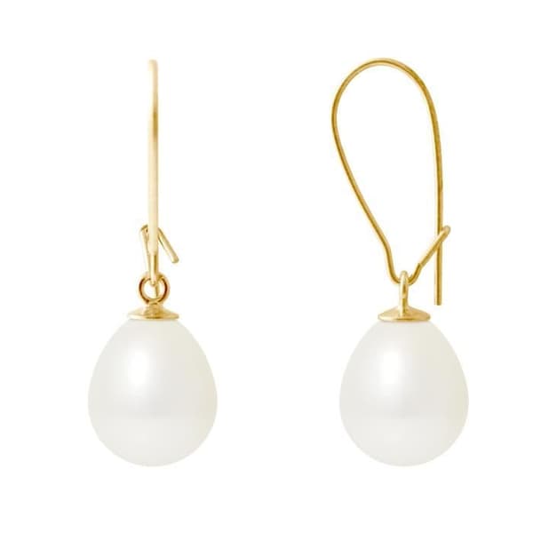 Örhängen - PERLINEA - Äkta odlade pärlor 9-10 mm - Gult guld - Dam - AAA+