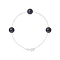 Miniatyrbild 1 av 4: Armband - PERLINEA - 3 sötvattensodlade pärlor 7-8 mm - 925 Silver - Svart - Dam