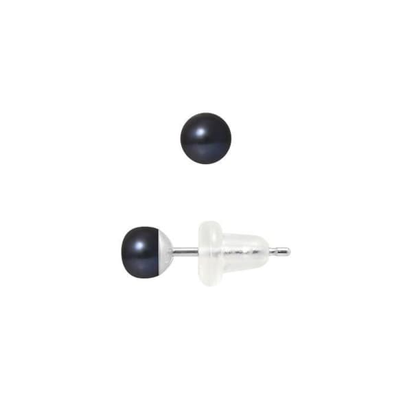 Örhängen - PERLINEA - Svarta sötvattensodlade pärlor 4-5 mm - Vitguld - AAA+