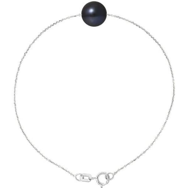 Armband - PERLINEA - Äkta odlad pärla 8-9 mm - 925 Silver - Dam - Svart