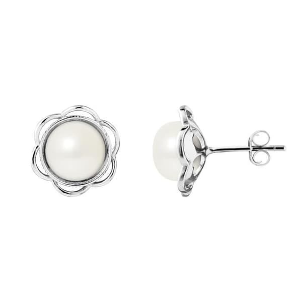 Örhängen - PERLINEA - Blomma - 8-9 mm sötvattenspärlor - 925 Silver - 2 års garanti