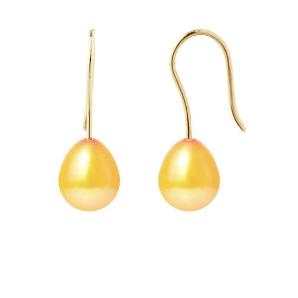 Örhängen - PERLINEA - Äkta kulturpärlor - Guld 9 cts - Diameter 7-8 mm - Hängande krok