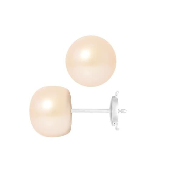 Örhängen - PERLINEA - Äkta sötvattenspärlor 9-10 mm - Vitguld - AAA+ - Naturrosa