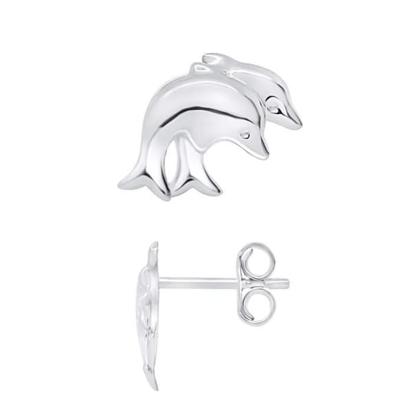 LÉA &amp; ARTHUR - Örhängen för barn "2 DAUPHINS" Motiv 925 Rhodium Pläterad Silver - Barnvagnssystem