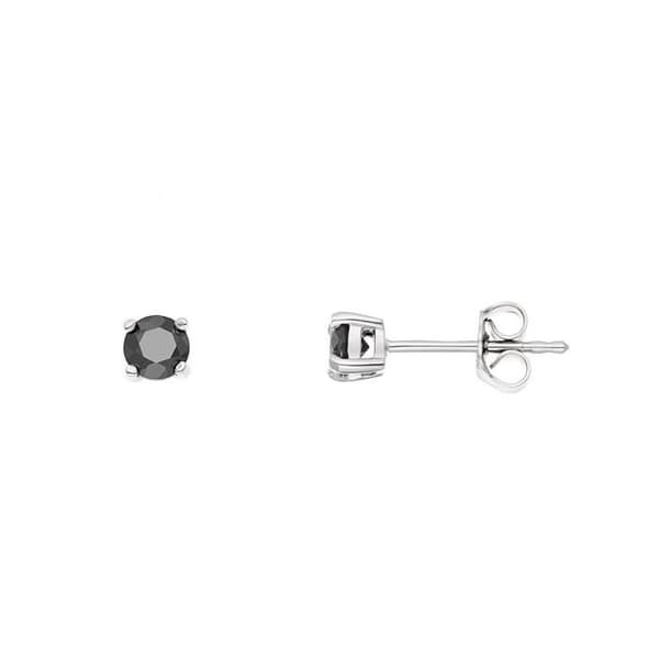 Örhängen - LOVA LOLA VAN DER KEEN - Svart Solitaire - 925 Sterling Silver - Syntetisk diamant - 4 mm