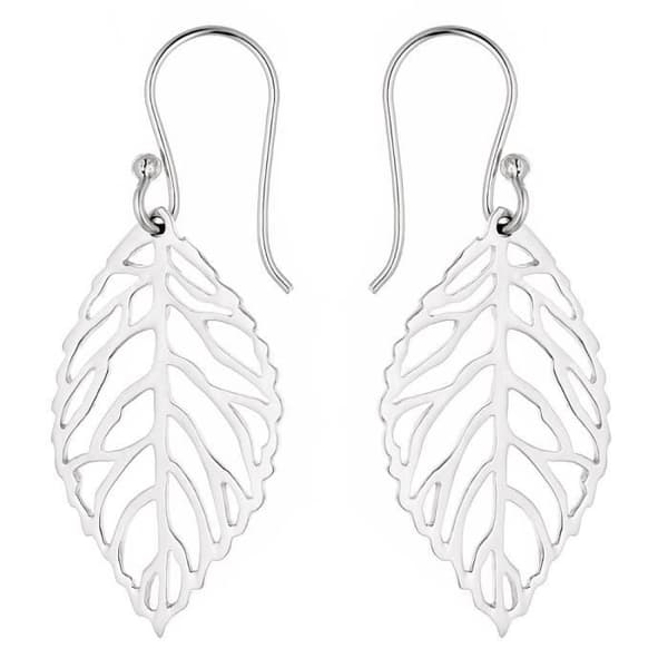 Örhängen - Annie - Rhodiumpläterad 925 Sterling Silver - Bladmönster - 2 cm - Kroksystem