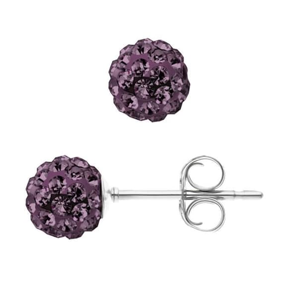 Örhängen - LOVA LOLA VAN DER KEEN - Lila Kristall - Massivt Silver 925 - Push-system
