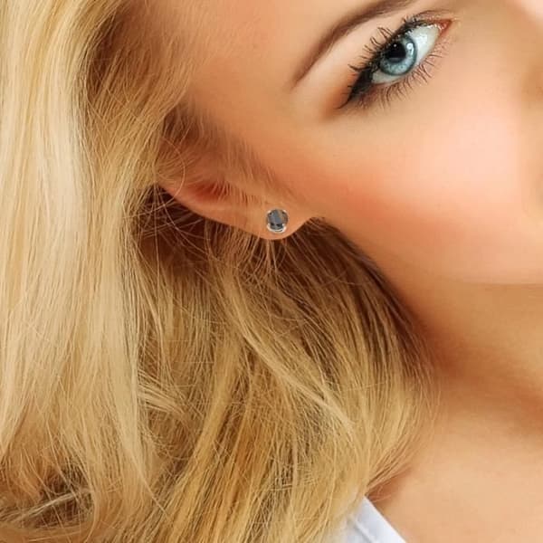 Örhängen - LOVA LOLA VAN DER KEEN - Svart Solitaire - 925 Sterling Silver - Syntetisk diamant - 6 mm