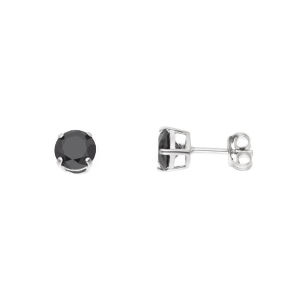 Örhängen - LOVA LOLA VAN DER KEEN - Svart Solitaire - 925 Sterling Silver - Syntetisk diamant - 6 mm