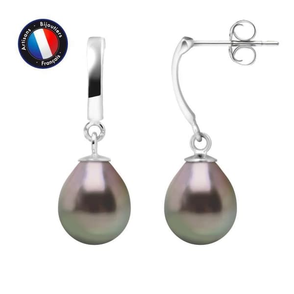 Örhängen - PERLINEA - Gala - Tahitiska odlade pärlor 8-9 mm - Vitguld - AAA+