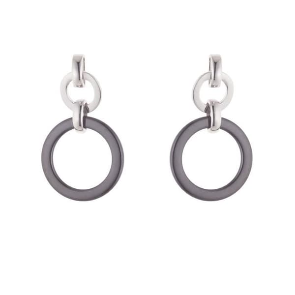 Örhängen - Lenya - 925 Sterlingsilver Rhodium - Svart Keramik - Stickproppssystem - Kvinna