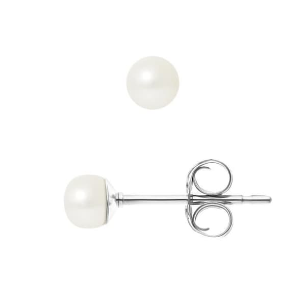 PERLINEA - Örhängen - Äkta sötvattensodlade pärlknappar 4-5 mm Naturvit - Damsmycken