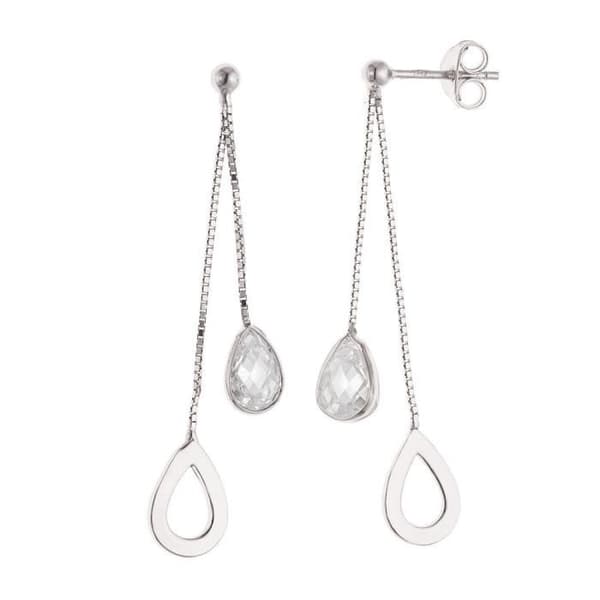 Örhängen - Merry - Rhodiumpläterade 925 Sterling Silver - Zirkoniumoxid - Dinglar - Barnvagnssystem