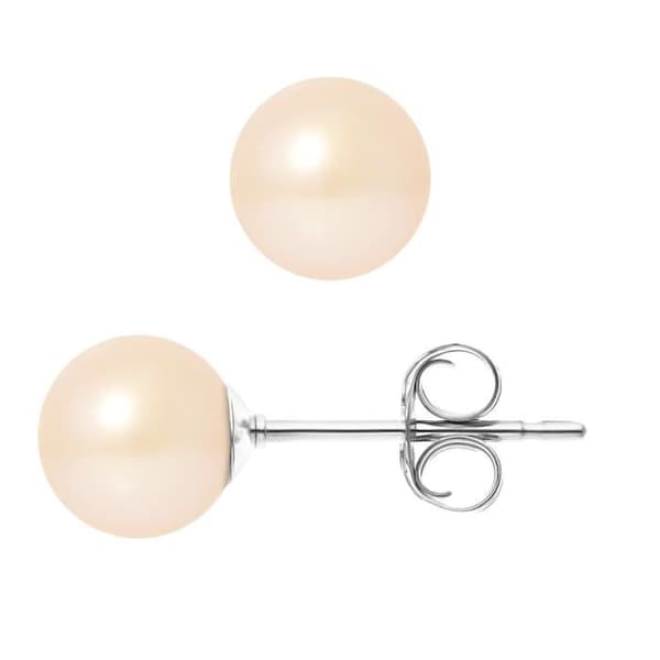 Örhängen - PERLINEA - Äkta odlad pärlor 7-8 mm - Silver 925 - Naturlig rosa - AAA+
