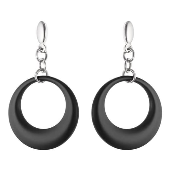 Örhängen - Joye - Rhodiumpläterad Sterling Silver 925 - Stor modell - Svart Keramik - Barnvagnssystem