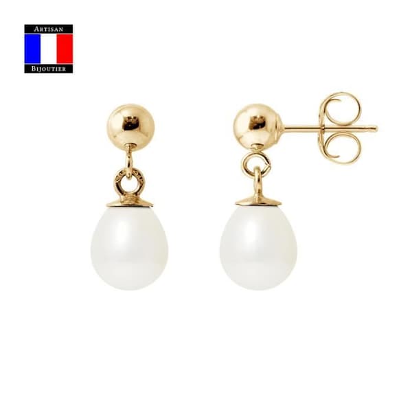 Örhängen - Compagnie Générale des Perles - 6-7 mm - 750 Guld Guld - Odlade pärlor - Ball System