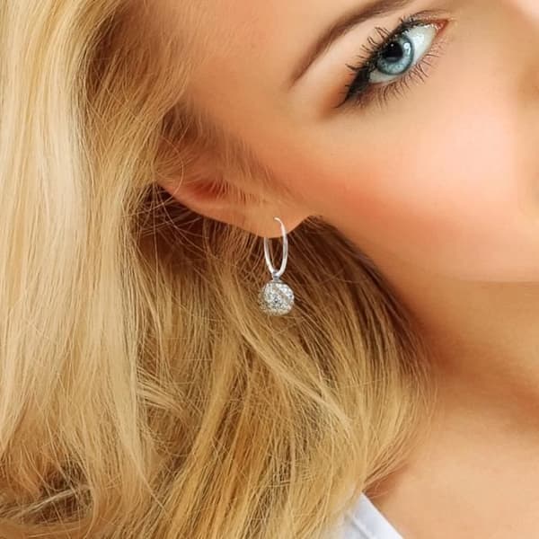 Dinglar örhängen - LOVA LOLA VAN DER KEEN - 925 Sterling Silver - Vita Kristaller - Kreoler