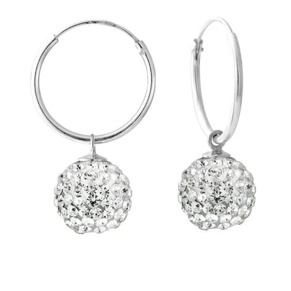 Dinglar örhängen - LOVA LOLA VAN DER KEEN - 925 Sterling Silver - Vita Kristaller - Kreoler