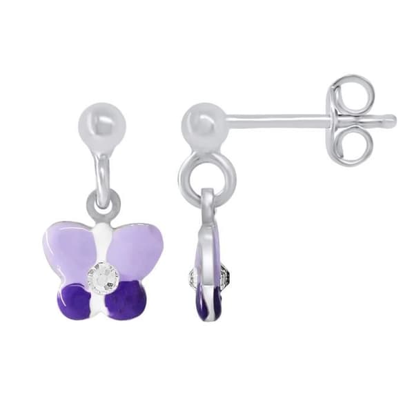 Örhängen - LÉA &amp; ARTHUR - Mauve Butterfly - 925 Silver - Strass - Barn