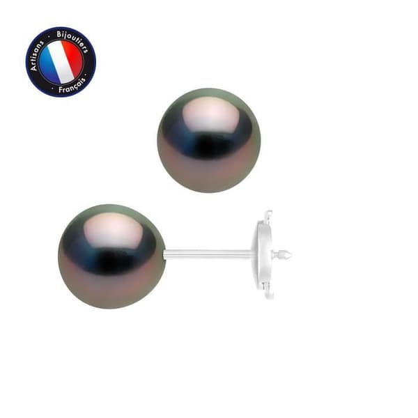 Örhängen - PERLINEA - Äkta Tahitipärlor 8-9 mm - 9 Cts Vitguld - Äkthetsintyg