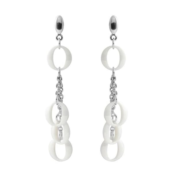 Örhängen - Lillie - Rhodiumpläterad Sterling Silver 925 - Dinglar - Vit Keramik - Poussettes System