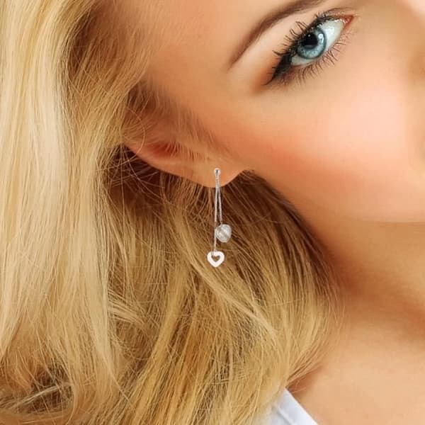 Örhängen - Marisa - Rhodiumpläterad 925 Sterling Silver - Cubic Zirconia - Barnvagnssystem - Dam