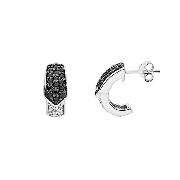 Örhängen - Olga - Rhodiumpläterade 925 Sterling Silver - Svarta och vita zirkoniumoxider - Kvinna - Vuxen