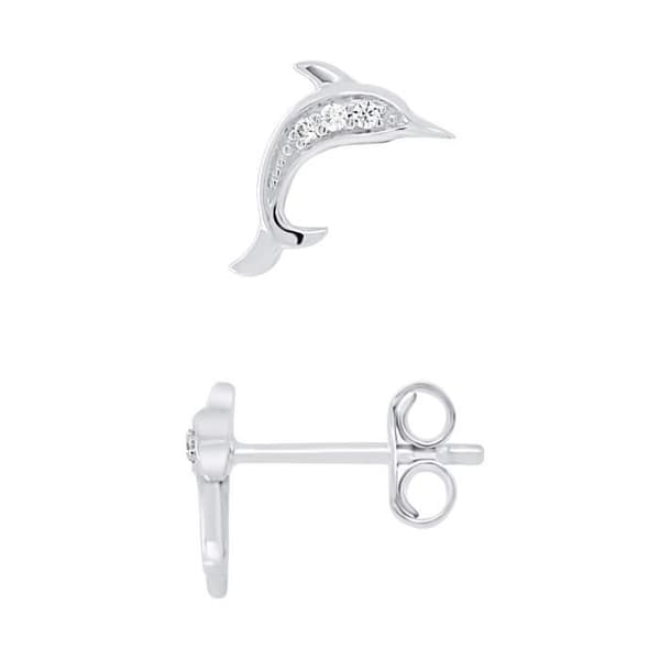 Örhängen - LÉA &amp; ARTHUR - Delfin - Silver 925 - Zirkoniumoxider - Push-back system