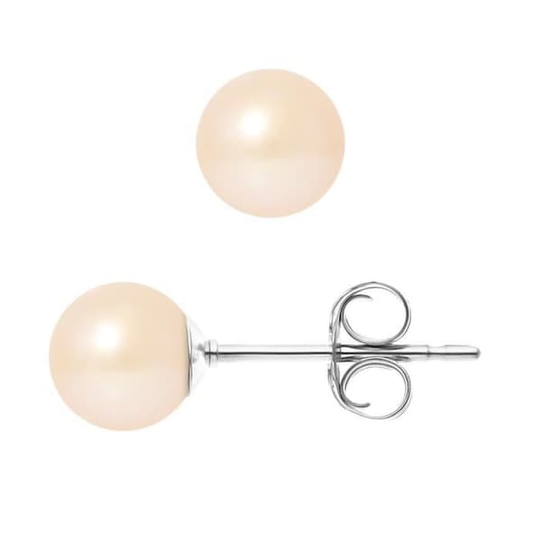 Örhängen - PERLINEA - Sötvattensodlade pärlor 6-7 mm - 925 Silver - Naturrosa - AAA+