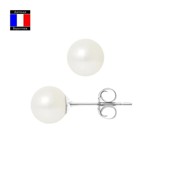 Compagnie Générale des Perles - Äkta odlade pärlörhängen 7-8 mm 18 Cts White Gold Safety System - Damsmycken