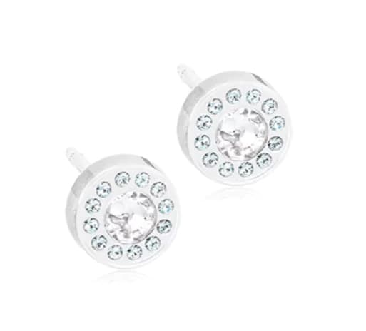 Blomdahl MP BRILLIANCE HALO 6 MM, Aquamarine/Crystal