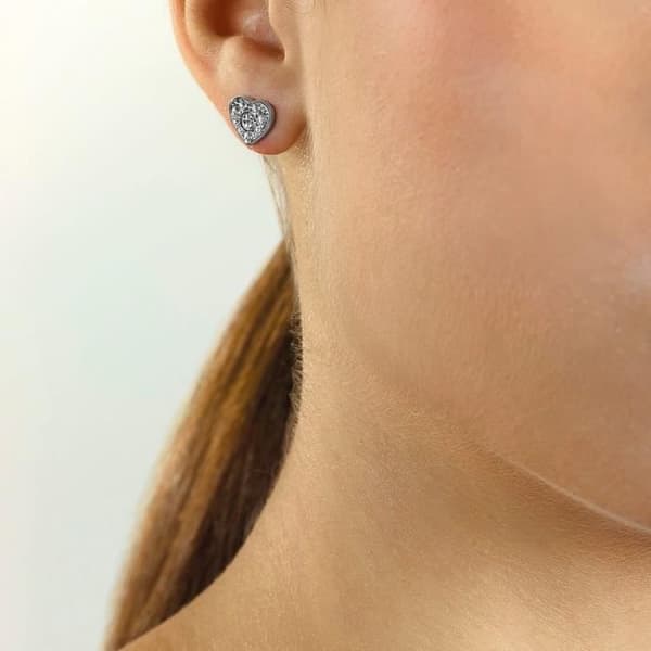 SHINE G Guess Örhänge UBE79072 rhodium hjärta rostfritt stål pläterad Swarovski logotyp