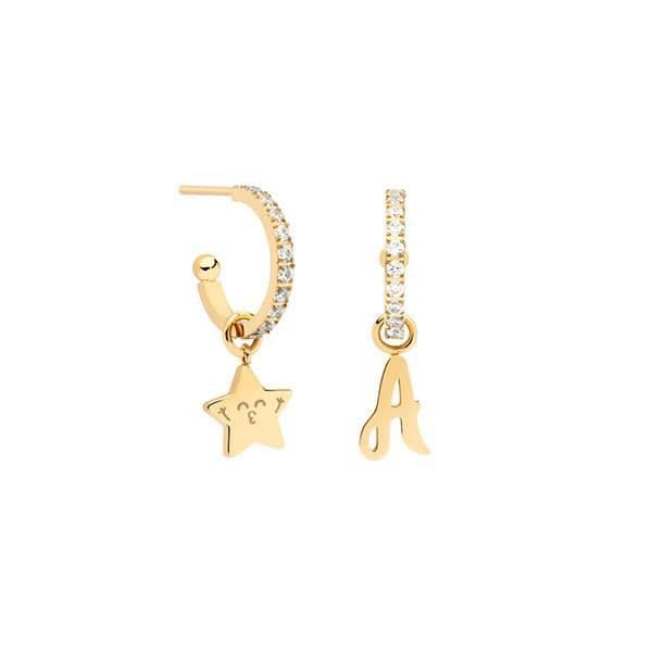 Örhängen i kreolstil - MR WONDERFUL - GYLLENE MAGISKA BREV - Guld - Metall - Unisex