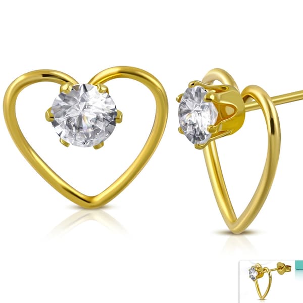 Guldfärgad hjärta med Cubic Zircon Rostfritt Stål 316L
